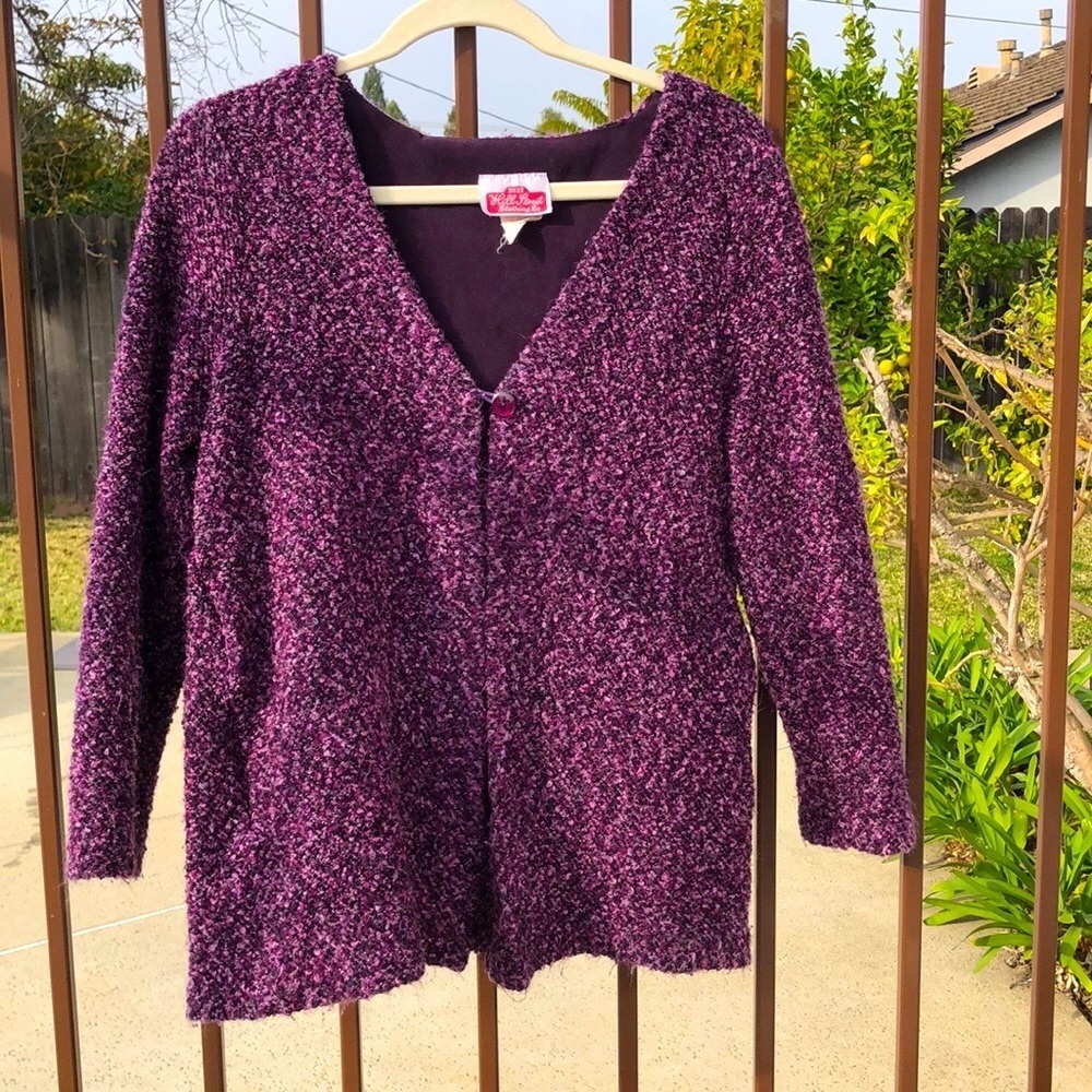 BOHO SHABBY CHIC VINTAGE NUBBY KNIT ONE BUTTON CARDIGAN SWEATER GUC Size… - Picture 3 of 16